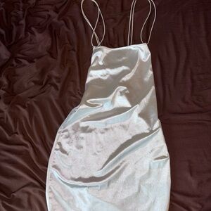 Elegant Silver Satin Slip Dress